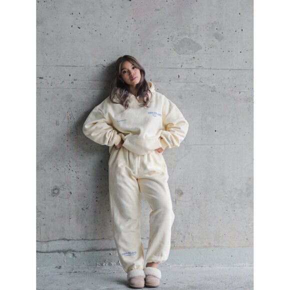 DRMERSCLUB Thanks For Being Here Hoodie in Cream Blue - Picture 2 of 5